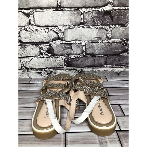 Beautifeel Taupe Patent Leather White Dotted Strap Sandals Women’s Sz 41EU/10.5M - Picture 15 of 16